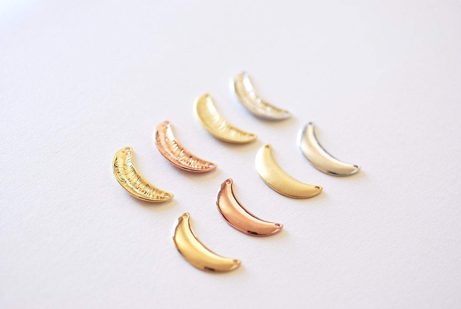Matte Gold Moon Connector Charm- Gold Half Moon Charm, Half circle connector charm, Crescent Moon, Moon Connector, Gold Moon Charm, 330 - HarperCrown