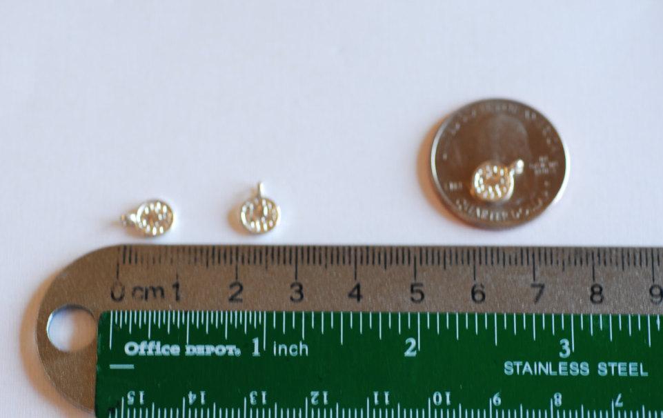 Matte Gold Small Disc Charm- 22k gold plated over sterling silver round disc charm, Vermeil Gold Disc, Gold disc with bail, Small Round Disc - HarperCrown