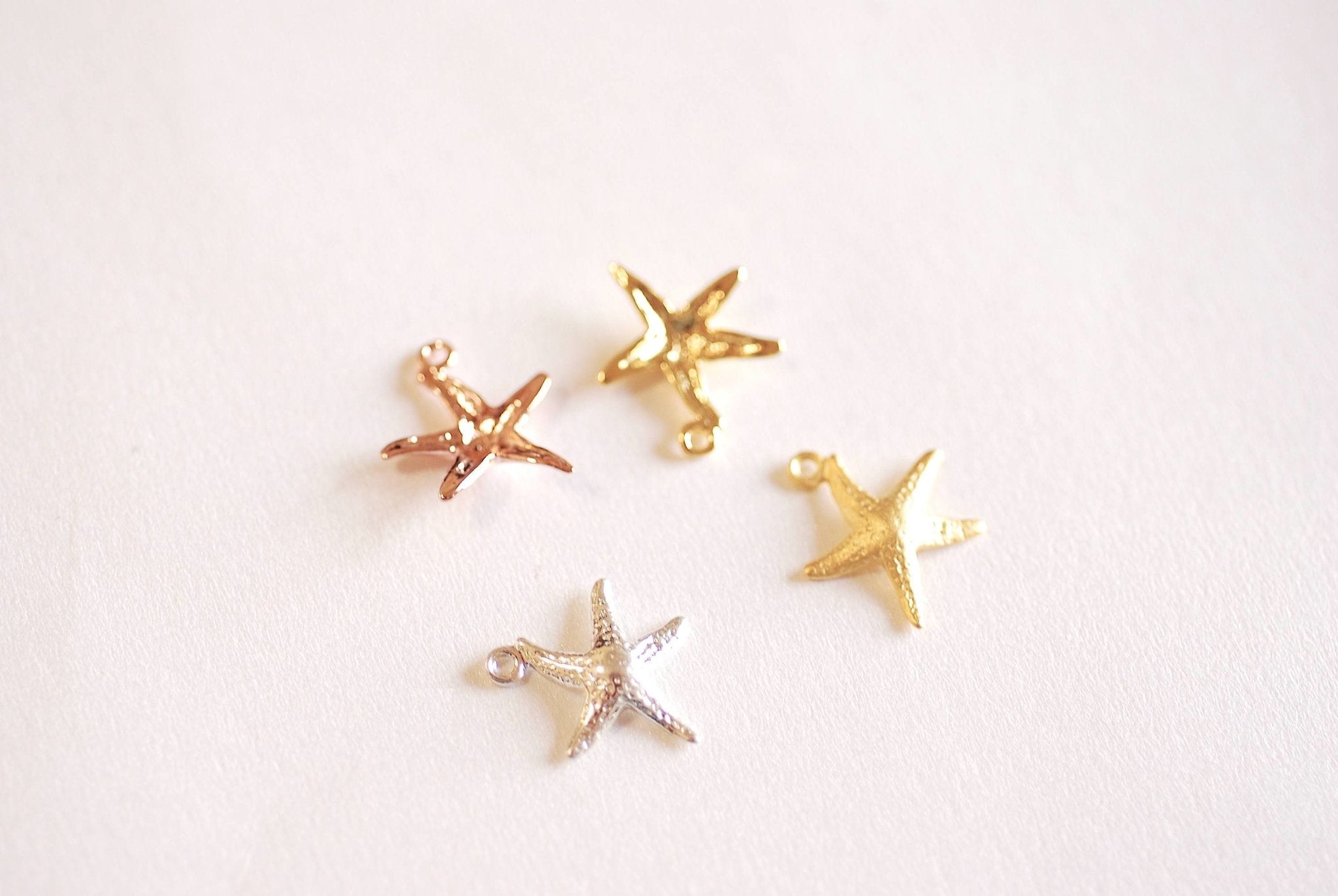 Matte Gold Starfish Charm- Vermeil Gold Starfish Charm Pendant, Sea Life, Beach Ocean themed charms, Gold Star Charm, Sea Urchin, 136 - HarperCrown
