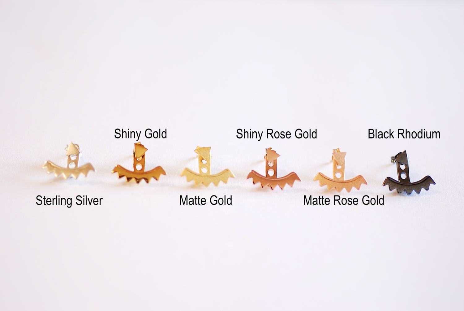 Matte Gold Triangle Ear Jacket, Spike Ear Jacket, Geometric Earrings, Ear Jacket, Earring Cuff, Triangle Studs, Minimal Earrings, Sunshine - HarperCrown