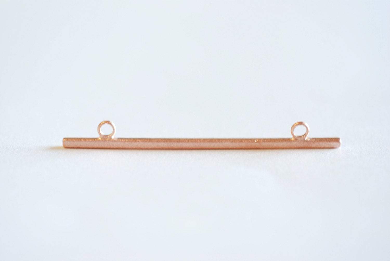 Matte Pink Rose Gold Long Bar Connector Charm- 22k Gold Plated Sterling Silver, Vermeil Rose Gold Square Bar Connector, Skinny Thin Bar, 315 - HarperCrown