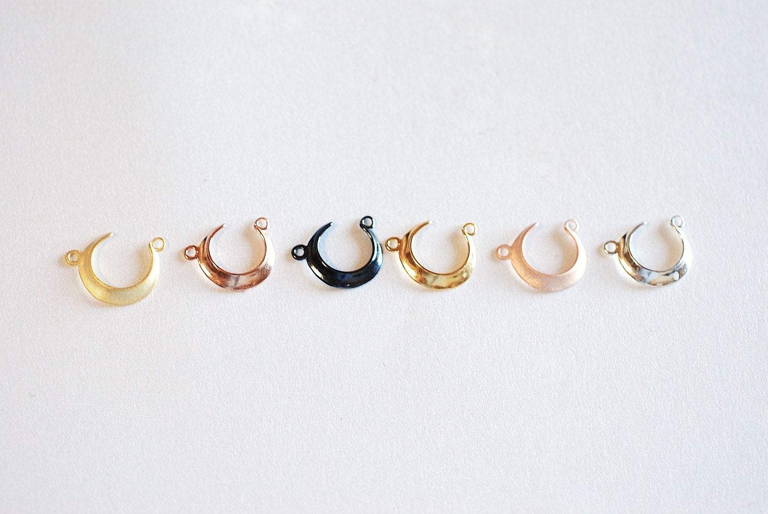 Matte Pink Rose Gold Vermeil Crescent Moon Connector- 22k rose gold plated Sterling Silver,Moon Charm Pendant,Moon Connector Link Spacer,323 - HarperCrown