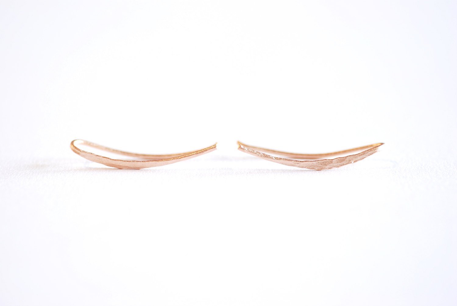 Matte Pink Rose Gold Vermeil Ear Climber Earrings- 22k gold over Sterling Silver Ear Crawlers, Earring Findings, Curved Bar Earrings, 304 - HarperCrown