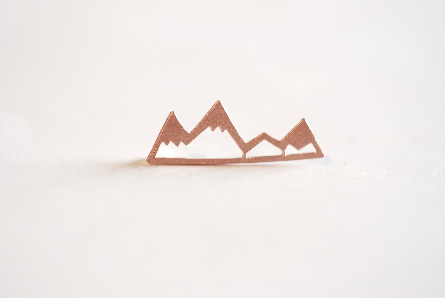Matte Rose Gold Vermeil Mountain Range Connector Charm- 22k gold plated Mountain Peak Connector Charm, Hiking Charm, Snow Mountain, 318 - HarperCrown
