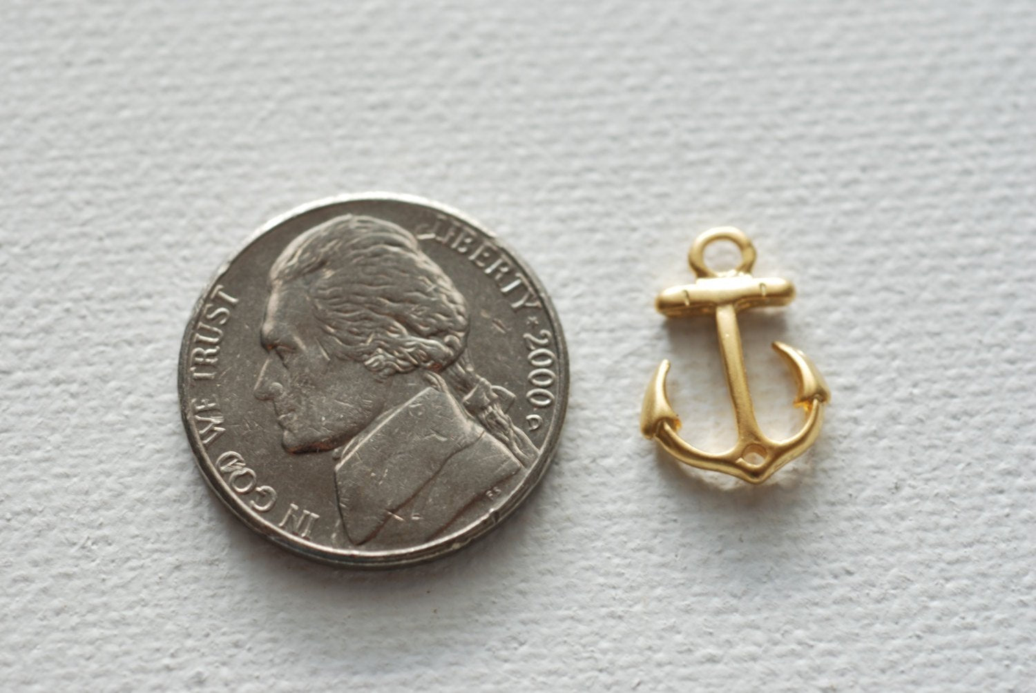 Matte Vermeil Gold Anchor Connector - 18k gold plated over sterling silver, Gold Anchor Link Spacer Connector, Nautical Anchor Charm, 101 - HarperCrown