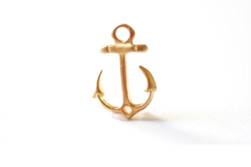 Matte Vermeil Gold Anchor Connector - 18k gold plated over sterling silver, Gold Anchor Link Spacer Connector, Nautical Anchor Charm, 101 - HarperCrown