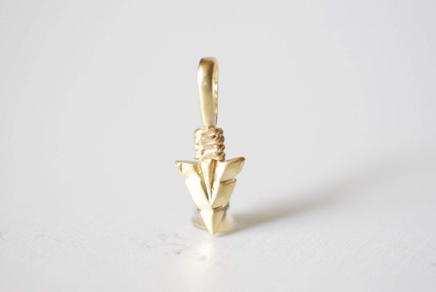 Matte Vermeil Gold Arrow charm, 18k gold over 925 sterling silver Arrow charm, Gold arrow, arrow, arrowhead, arrow charm, vermeil arrow - HarperCrown