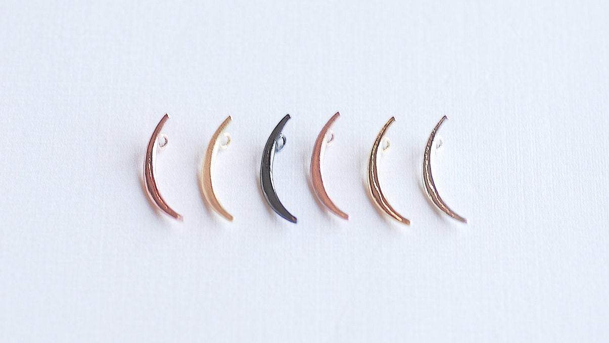 Matte Vermeil Gold Crescent Moon Charm- 18k gold over Sterling Silver thin skinny Moon Charm pendant, gold tusk, gold Half moon charm, 285 - HarperCrown