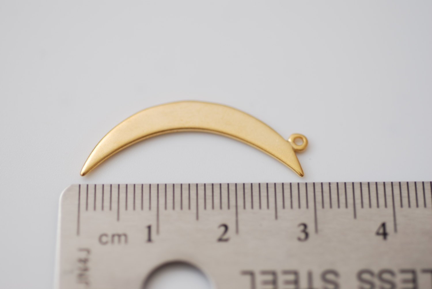 Matte Vermeil Gold Crescent Moon Charm- 18k gold plated over Sterling Silver, Gold Half moon charm pendant, Gold Tusk Charm, Gold Moon Charm - HarperCrown