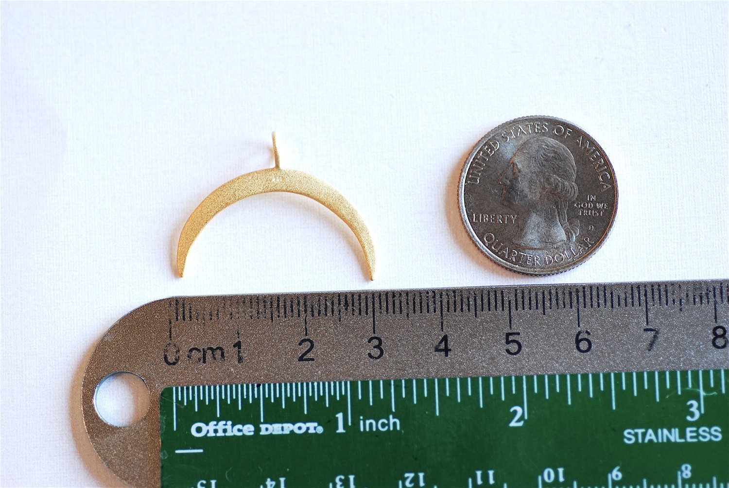 Matte Vermeil Gold Crescent Moon Charm Pendant, 18k gold plated over Sterling Silver moon, Half Moon Charm, Gold Double Horn Pendant, 224 - HarperCrown