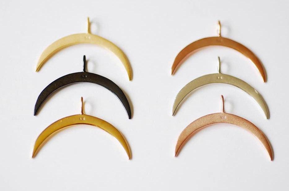 Matte Vermeil Gold Crescent Moon Charm Pendant, 18k gold plated over Sterling Silver moon, Half Moon Charm, Gold Double Horn Pendant, 224 - HarperCrown