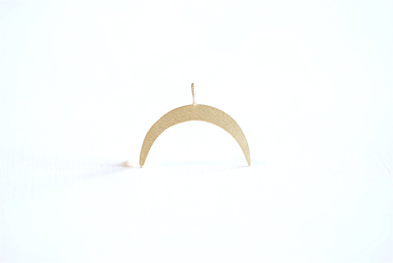 Matte Vermeil Gold Crescent Moon Charm Pendant- 22k gold plated Moon Charm, Gold Half Moon Charm, Gold Double Horn Charm Pendant, 298 - HarperCrown