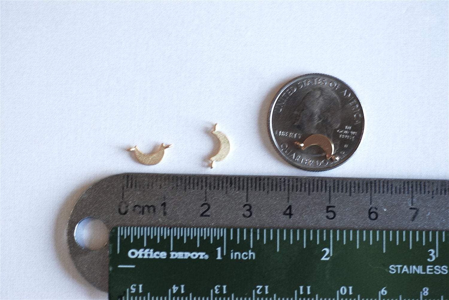 Matte Vermeil Gold Crescent Moon Connector Charm- 22k gold plated Half Moon Connector, Spacer, Link, Sliced Moon, Gold Moon Connector, 267 - HarperCrown