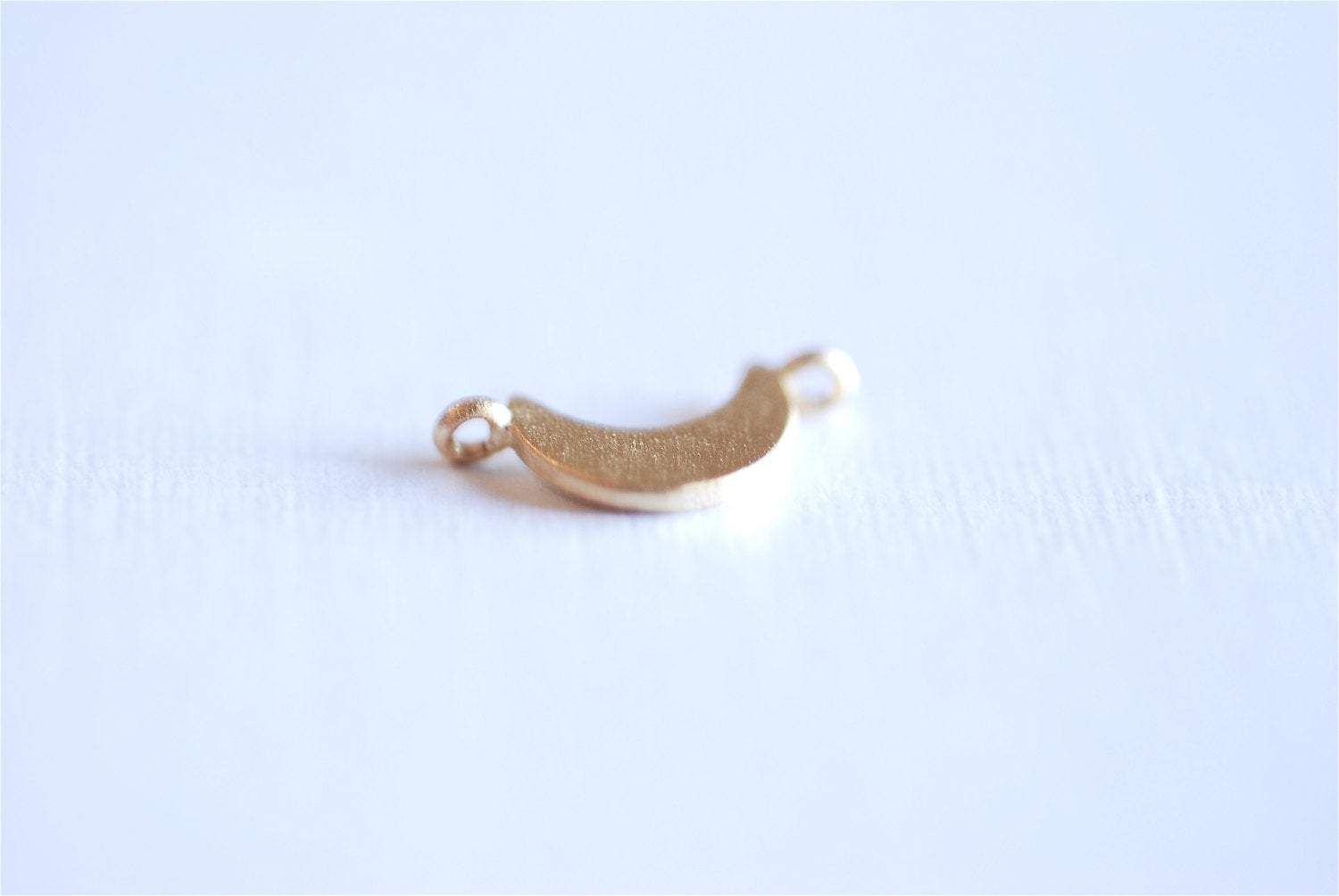 Matte Vermeil Gold Crescent Moon Connector Charm- 22k gold plated Half Moon Connector, Spacer, Link, Sliced Moon, Gold Moon Connector, 267 - HarperCrown