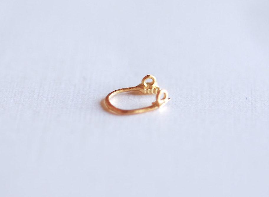 Matte Vermeil Gold Curved Arrow Connector Charm- 18k gold over Sterling Silver Arrow Connector Charm Link, Thin Bent Arrow Connector, 288 - HarperCrown