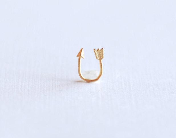 Matte Vermeil Gold Curved Arrow Connector Charm- 18k gold over Sterling Silver Arrow Connector Charm Link, Thin Bent Arrow Connector, 288 - HarperCrown