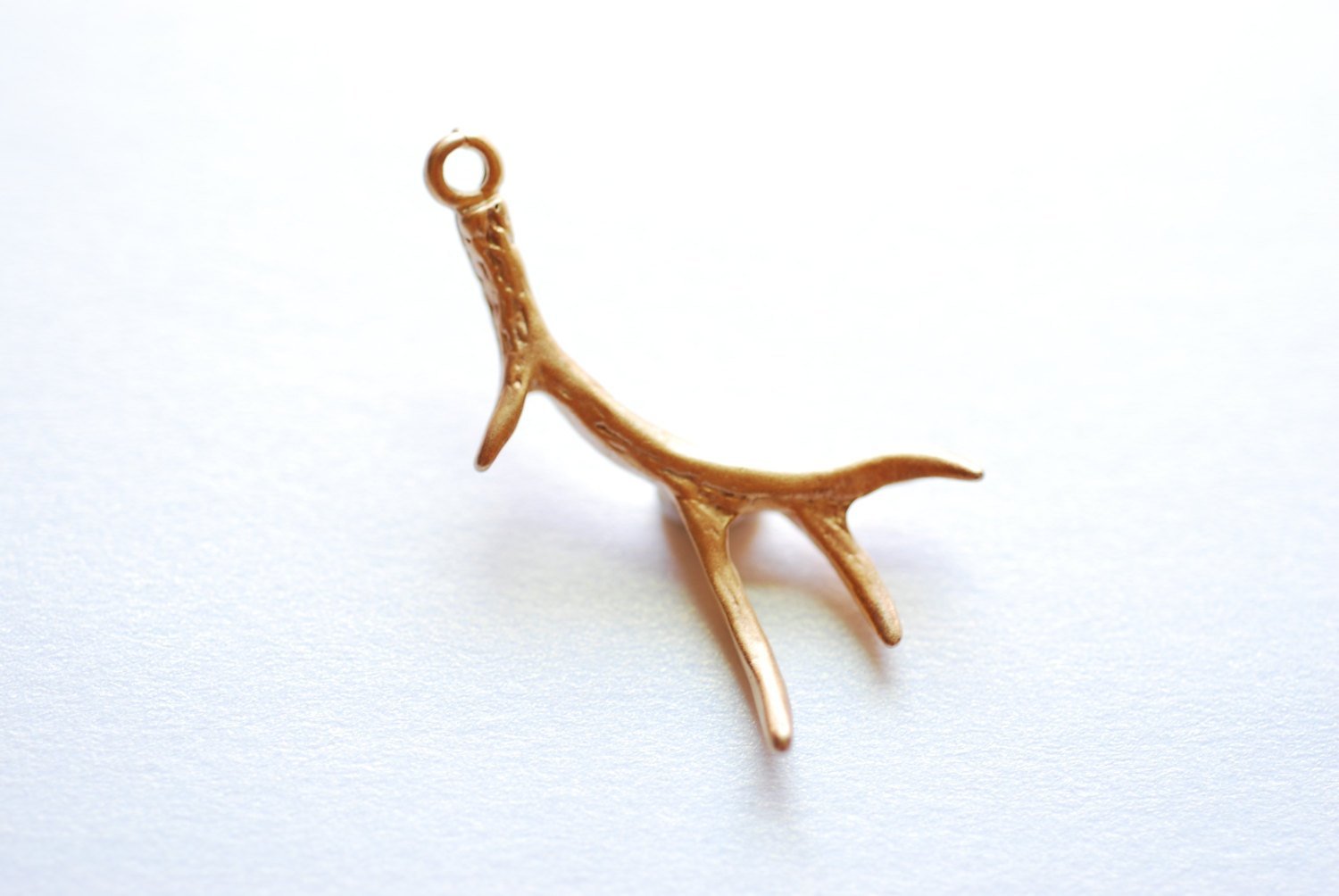 Matte Vermeil Gold Deer Antler Charm Pendant- 18k gold plated over Sterling Silver Antler, Gold Antlers, hunting charm, Nature Charm, 248MY - HarperCrown