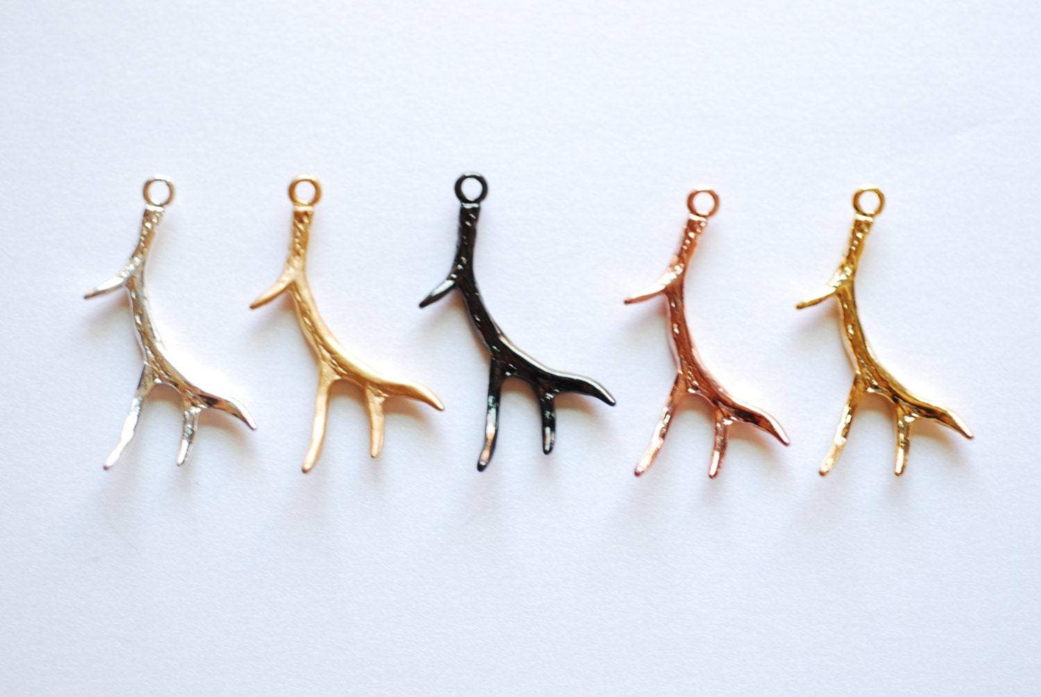 Matte Vermeil Gold Deer Antler Charm Pendant- 18k gold plated over Sterling Silver Antler, Gold Antlers, hunting charm, Nature Charm, 248MY - HarperCrown