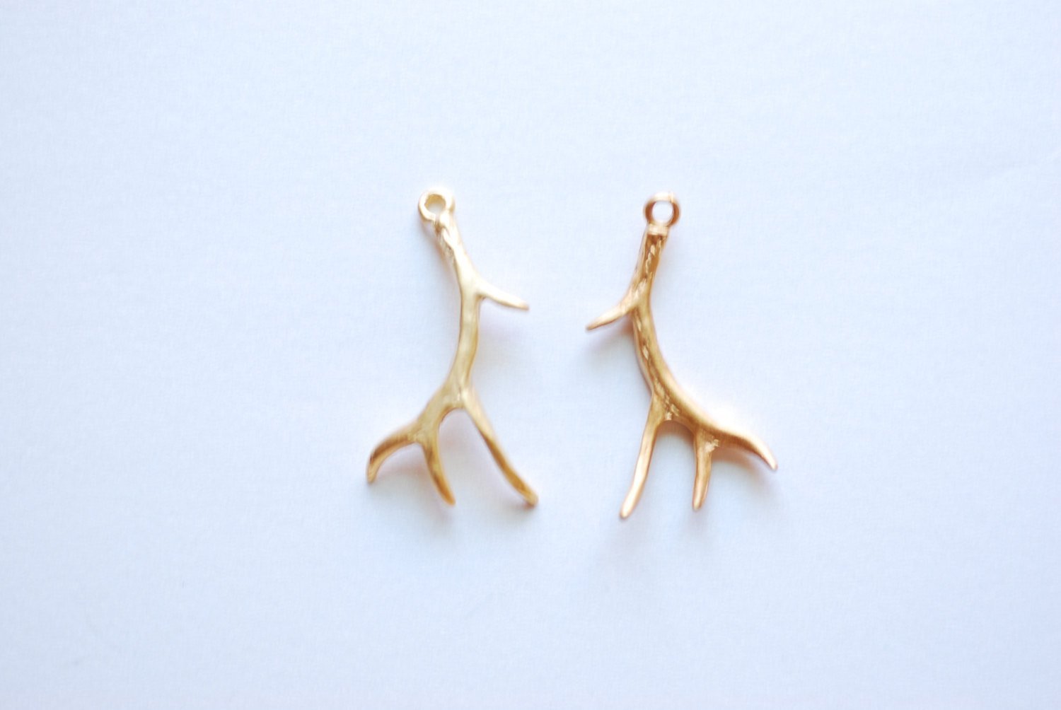 Matte Vermeil Gold Deer Antler Charm Pendant- 18k gold plated over Sterling Silver Antler, Gold Antlers, hunting charm, Nature Charm, 248MY - HarperCrown