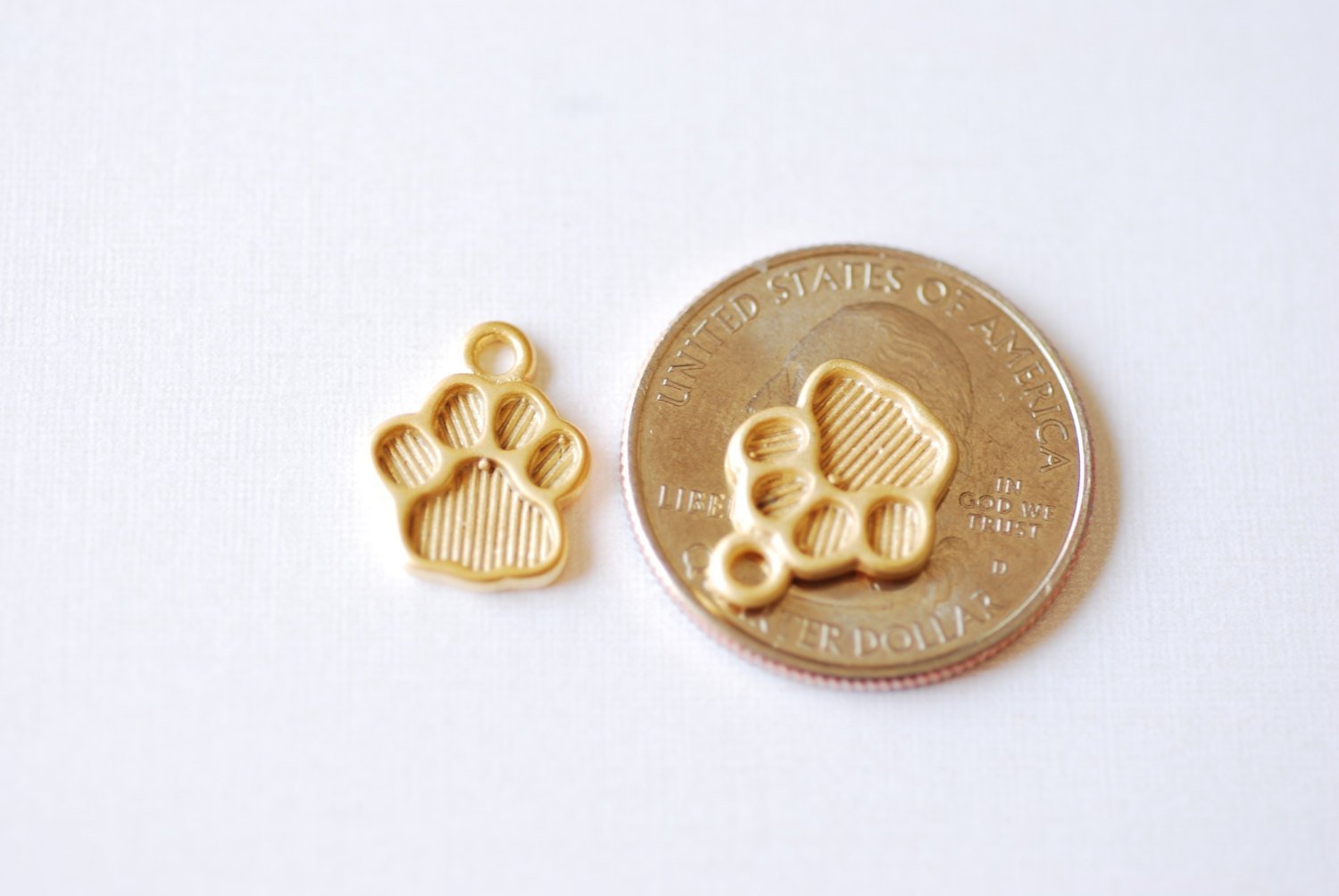 Matte Vermeil Gold Dog Paw Foot Print Charm- 18k gold plated over sterling silver dog paw, gold doggy paw charm pendant, gold dog tag, 206 - HarperCrown