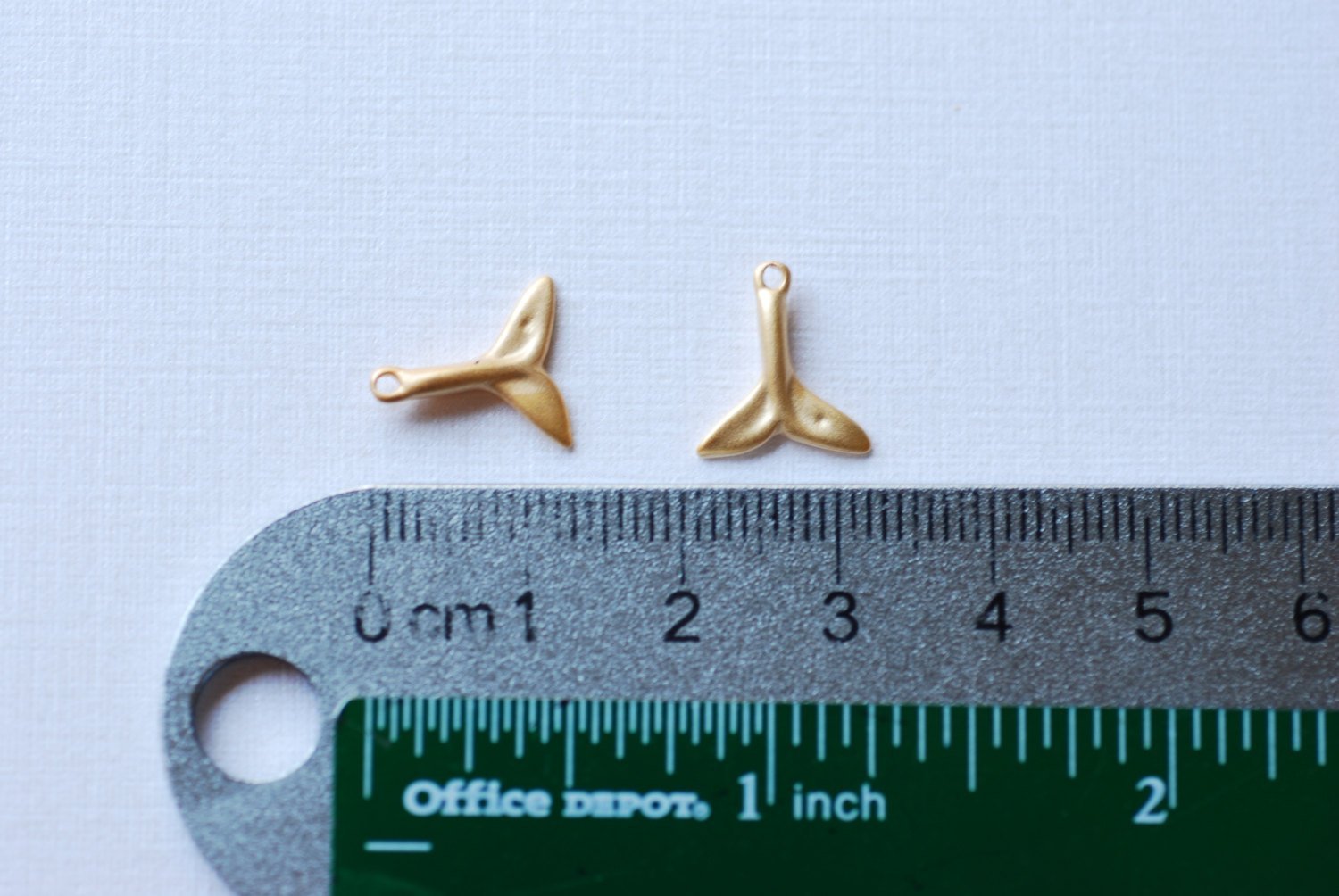 Matte Vermeil Gold Dolphin Fin Tail Charm - 18k gold plated over sterling silver, gold Dolphin tail, dorsal whale tail, beach charms, 106 - HarperCrown