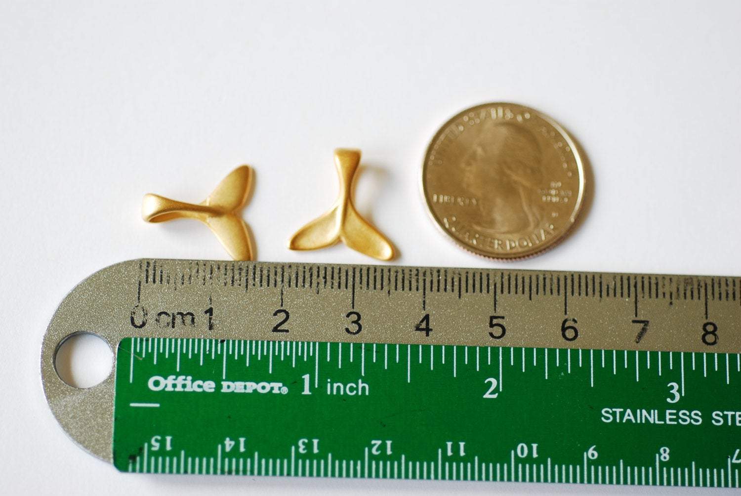 Matte Vermeil Gold Dolphin Whale Tail- 18k gold plated over Sterling Silver, Gold Dolphin Fin Tail Charm Pendant, yellow whale tail, 211 - HarperCrown