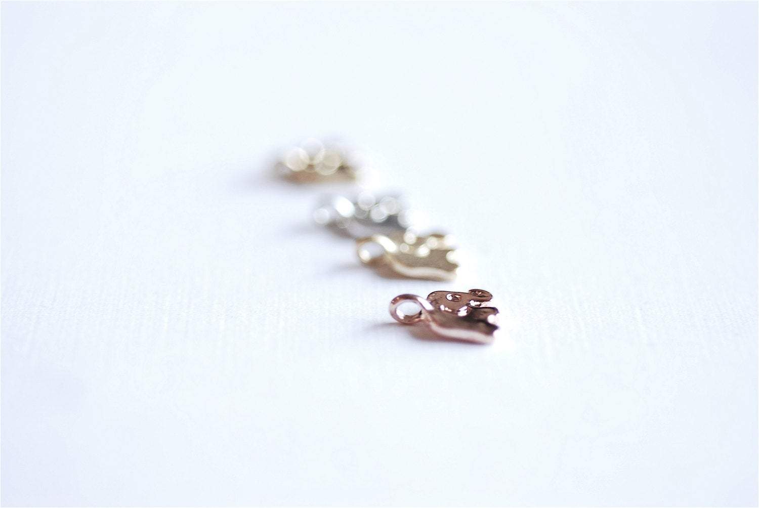 Matte Vermeil Gold Elephant with Attached Bail Charm- 18k gold over Sterling Silver Small Elephant Pendant, Gold Baby Elephant Charm, 5 - HarperCrown