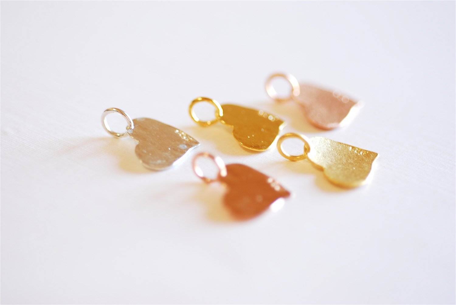 Matte Vermeil Gold Hammered Heart Charm- 18k gold plated Sterling Silver Heart Charm Pendant, Gold Flat Heart, Stamping Heart, Curvy, 277 - HarperCrown