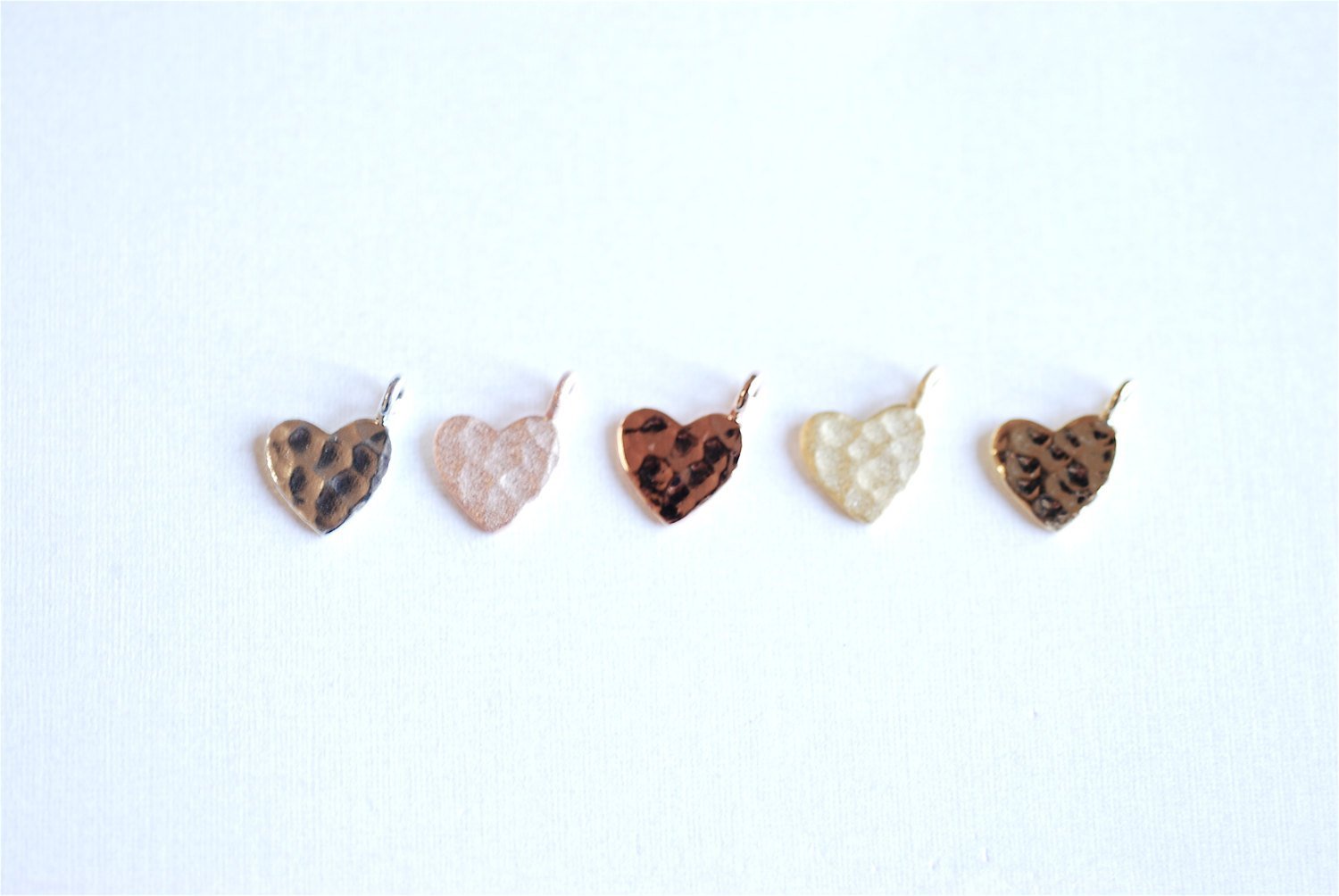 Matte Vermeil Gold Hammered Heart Charm- 22k gold plated Sterling Silver Heart Charm Pendant, Gold Heart, Stamping Heart, Dangle Heart, - HarperCrown