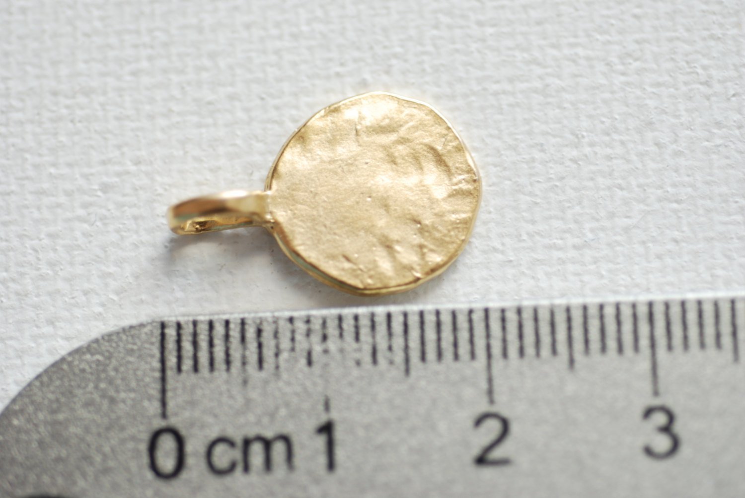 Matte Vermeil Gold Hammered Stamping Disc- 18k gold plated over Sterling Silver, Vermeil Gold Stamping Round Blanks, Gold Round Disc, 97 - HarperCrown