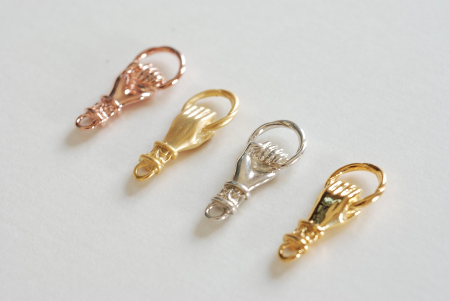 Matte Vermeil Gold Hand Connector- 18k gold plated over Sterling Silver, Hand of Fatima connector, Hand Holding Ring Connector, hand, 34 - HarperCrown