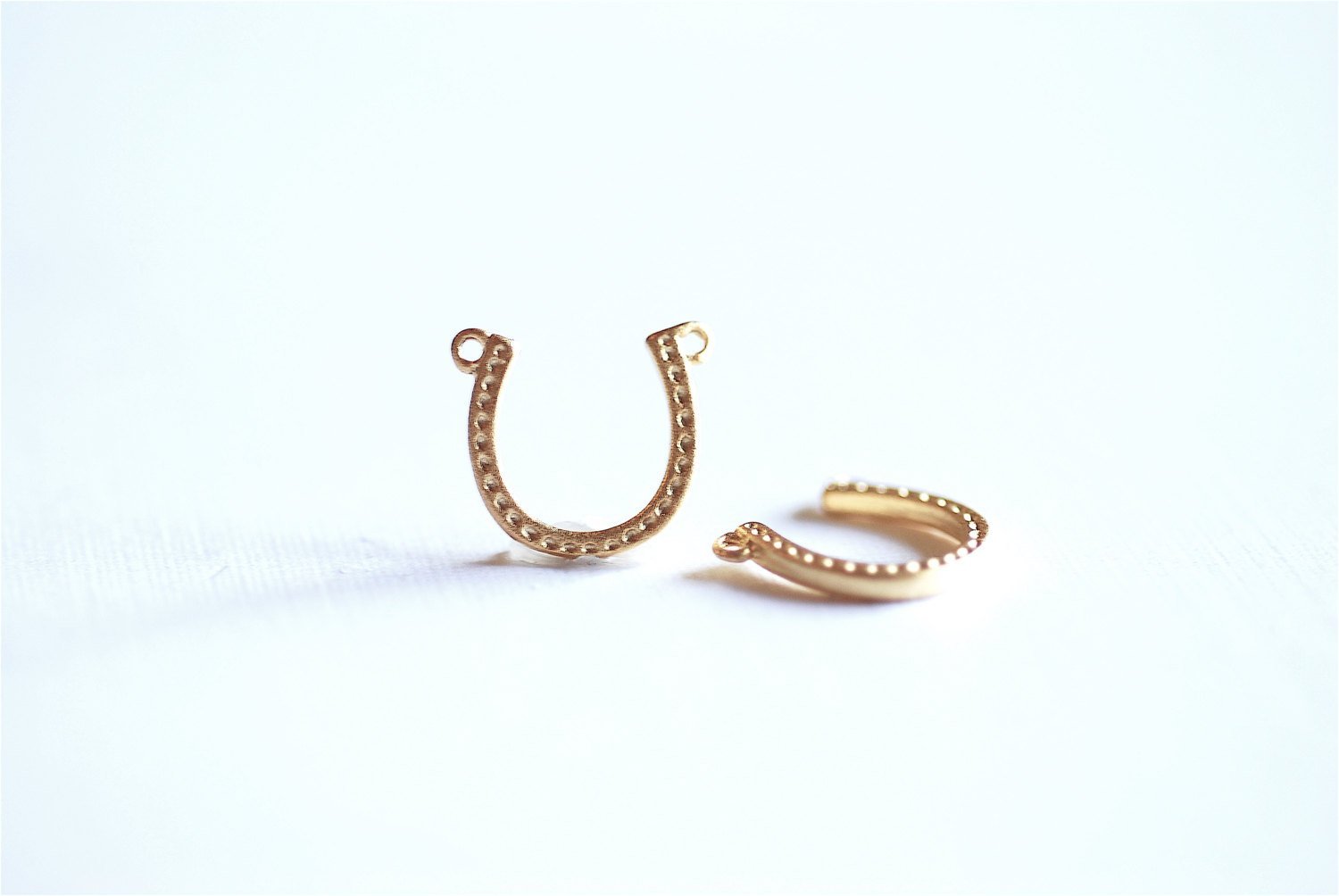 Matte Vermeil Gold Horseshoe Charm- 18k gold plated Sterling Silver Horseshoe Charm, Vermeil Gold Horseshoe Connector Charm Pendant, 157 - HarperCrown