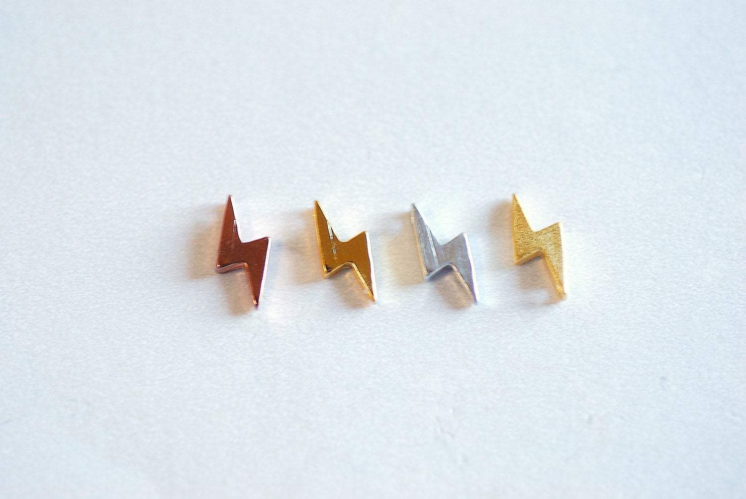 Matte Vermeil Gold Lightning Bolt Charm- 22k gold plated Sterling Silver Lightning Thunder Bolt Beads Charm, Tiny Small Thunder Bolt, 311 - HarperCrown