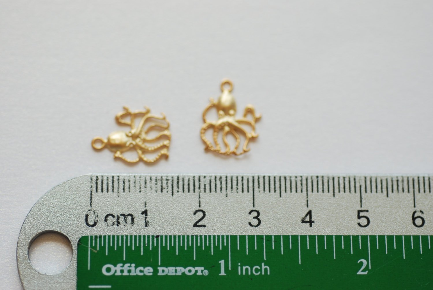 Matte Vermeil Gold Octopus Charm- 18k gold Plated over Sterling Silver, sea life, ocean creature, octopus pendant, Small Octopus - HarperCrown