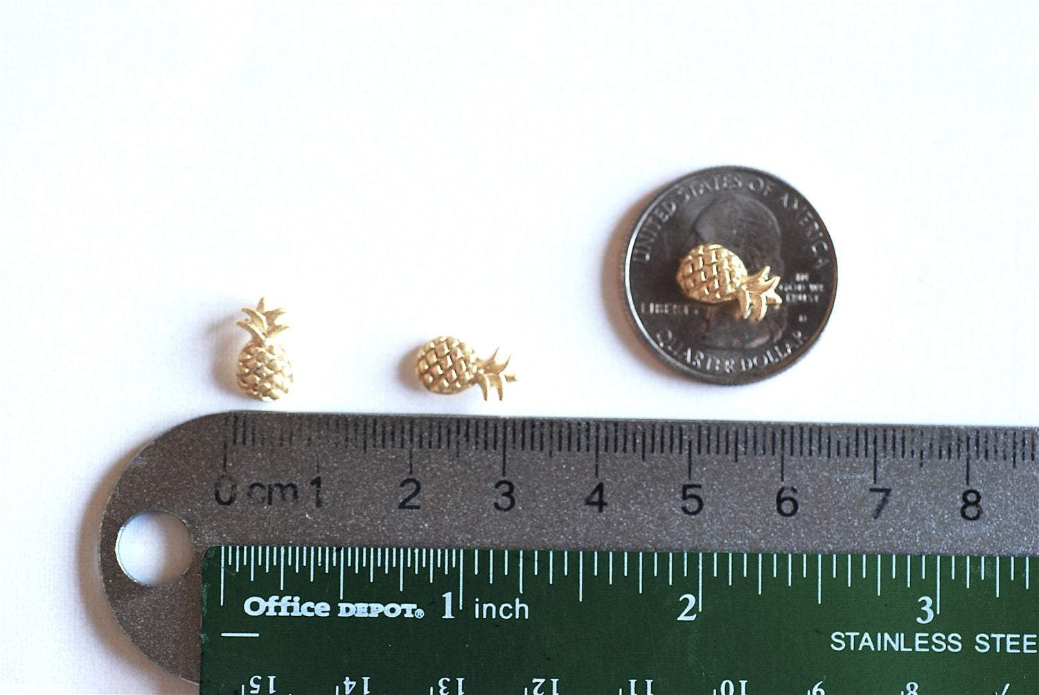 Matte Vermeil Gold Pineapple Charm Pendant- 18k gold over Sterling Silver Pineapple, Hawaiian Pineapple Pendant, Gold Pine cone Charm, 284 - HarperCrown