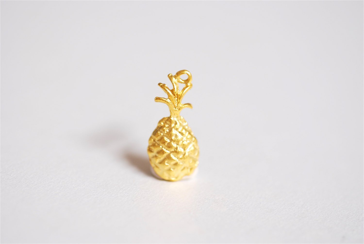 Matte Vermeil Gold Pineapple Charm Pendant- 18k gold plated over Sterling Silver, Hawaiian Pineapple Pendant, Pineapple Charm, Fruit, 275 - HarperCrown