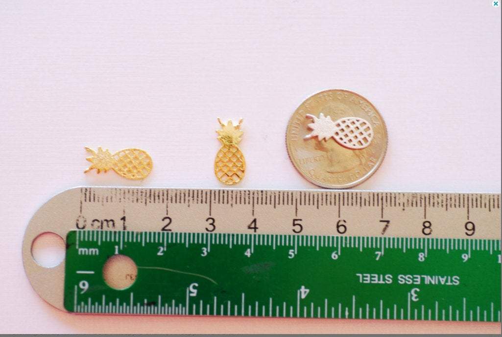 Matte Vermeil Gold Pineapple Connector Charm- 18k gold plated 925 Sterling Silver, Hawaiian Gold Pineapple Charm, Pineapple Fruit Charm, 260 - HarperCrown