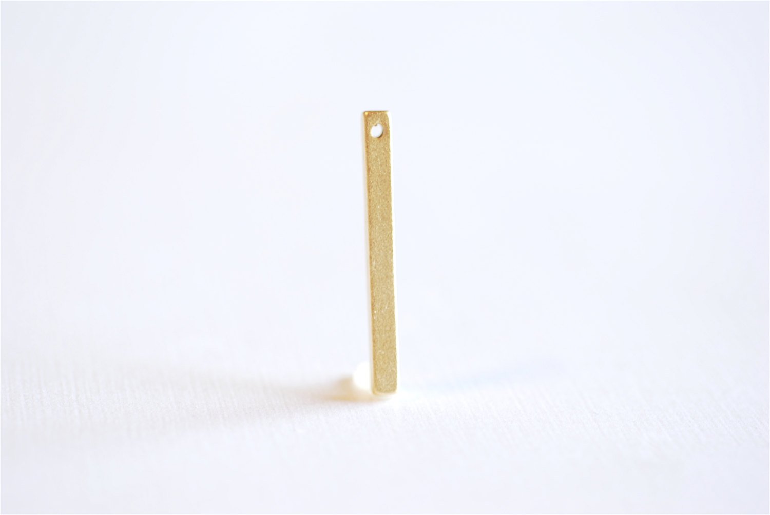 Matte Vermeil Gold Rectangle Bar Drop- 18k gold plated over Sterling Silver Bar, Gold Bar Column, Gold Bar Dangle Charm, Stamping, 238 - HarperCrown