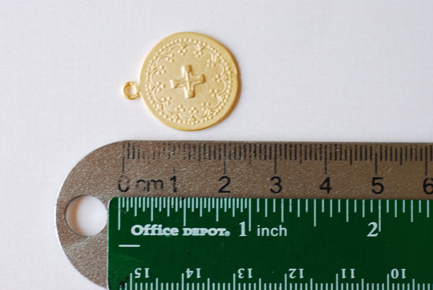 Matte Vermeil Gold Round Cross Pendant - 18k gold plated over sterling silver, Communion Cross, Vermeil Gold Christian Catholic Cross, 215 - HarperCrown