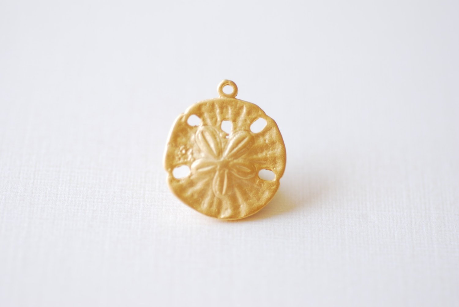 Matte Vermeil Gold Sand Dollar Charm- 18k gold plated Sterling Silver Sand dollar charm, Gold starfish charm, Vermeil Gold Sea Shell, 212 - HarperCrown