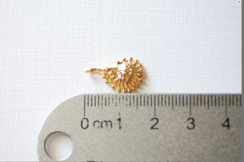 Matte Vermeil Gold Seashell Conch Shell Charm Pendant - 18k gold over sterling silver sea life shell pendants, Vermeil Gold Shell Charm - HarperCrown