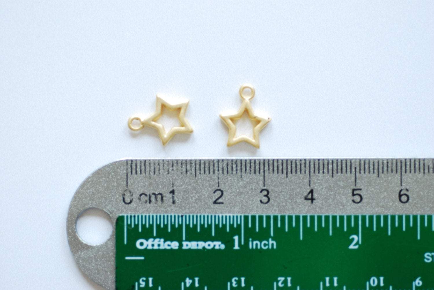 Matte Vermeil Gold Star Charm, 18k gold plated over Sterling Silver Open Star Charm, Gold Open Star, Star Connector Link, Shooting Star, 61 - HarperCrown