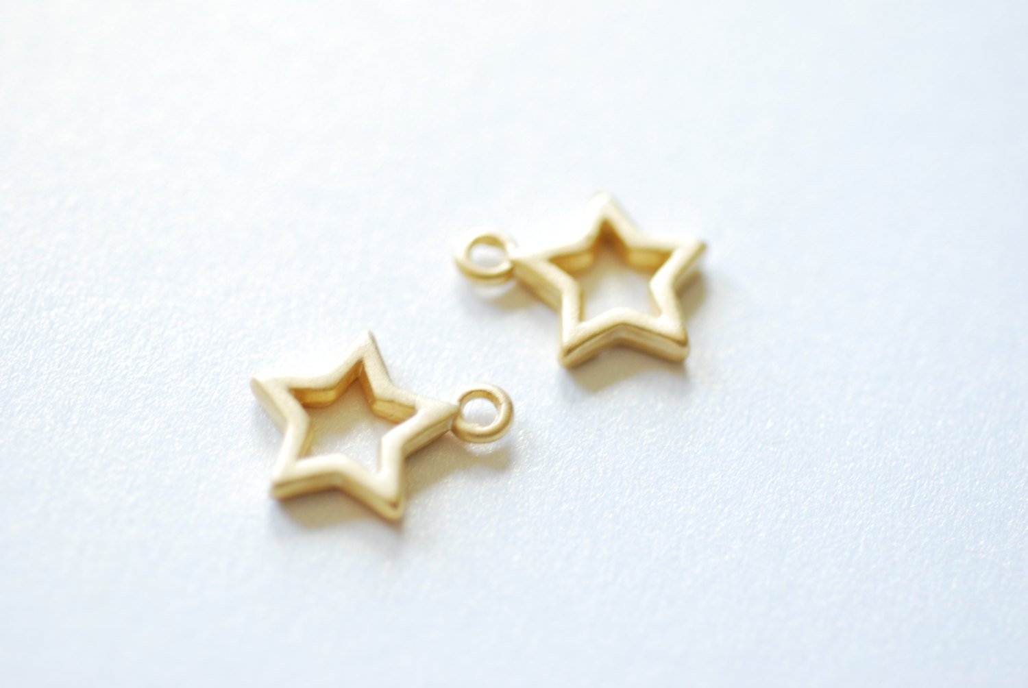 Matte Vermeil Gold Star Charm, 18k gold plated over Sterling Silver Open Star Charm, Gold Open Star, Star Connector Link, Shooting Star, 61 - HarperCrown