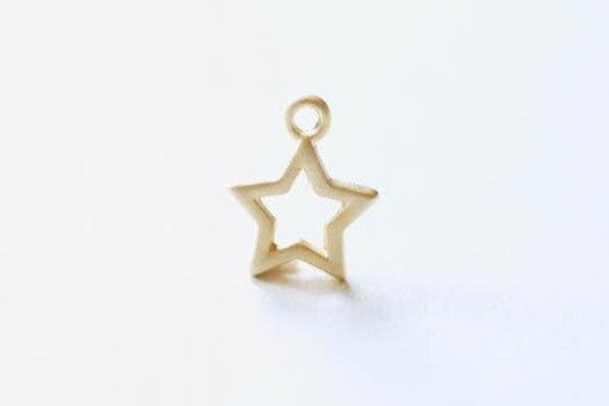 Matte Vermeil Gold Star Charm, 18k gold plated over Sterling Silver Open Star Charm, Gold Open Star, Star Connector Link, Shooting Star, 61 - HarperCrown
