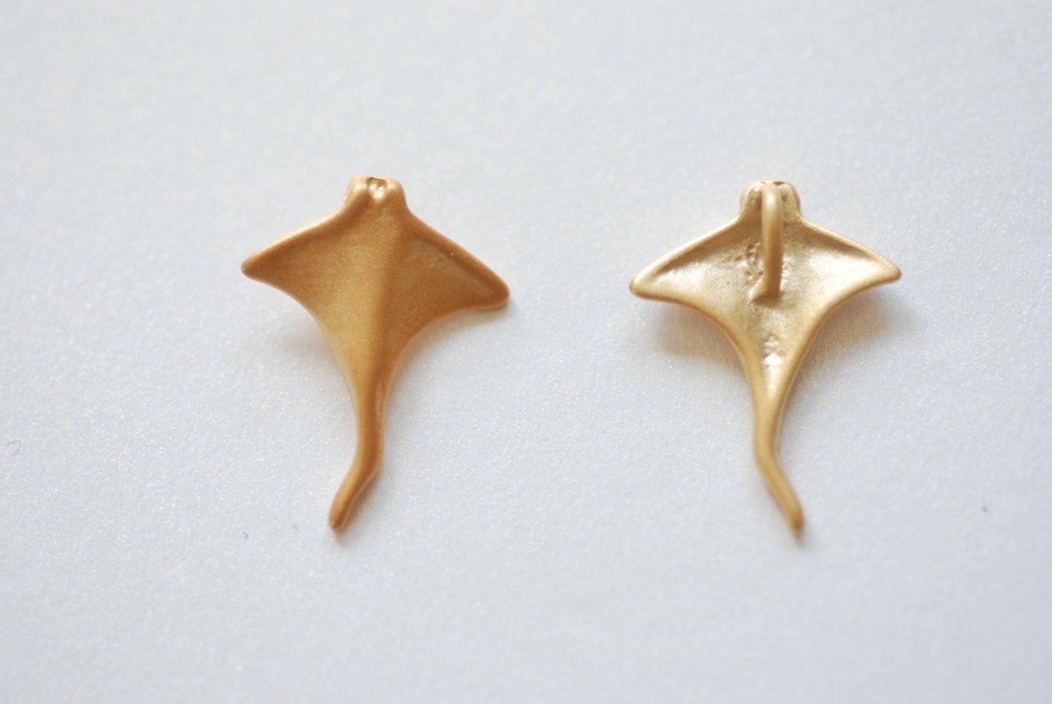 Matte Vermeil Gold Stingray- 18k gold plated over Sterling Silver Stingray charm, Gold Stingray, Sting Ray Charm, Sea Life Charms - HarperCrown