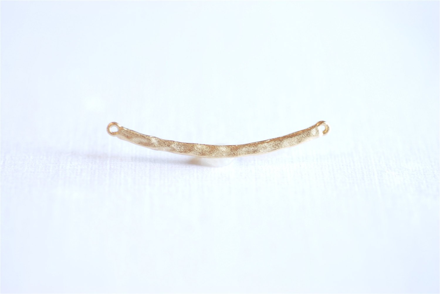 Matte Vermeil Gold Thin Hammered Bar Connector Charm- 18k gold over Sterling Silver Hammered Bar Connector Link, Curved Bar Connector, 293 - HarperCrown