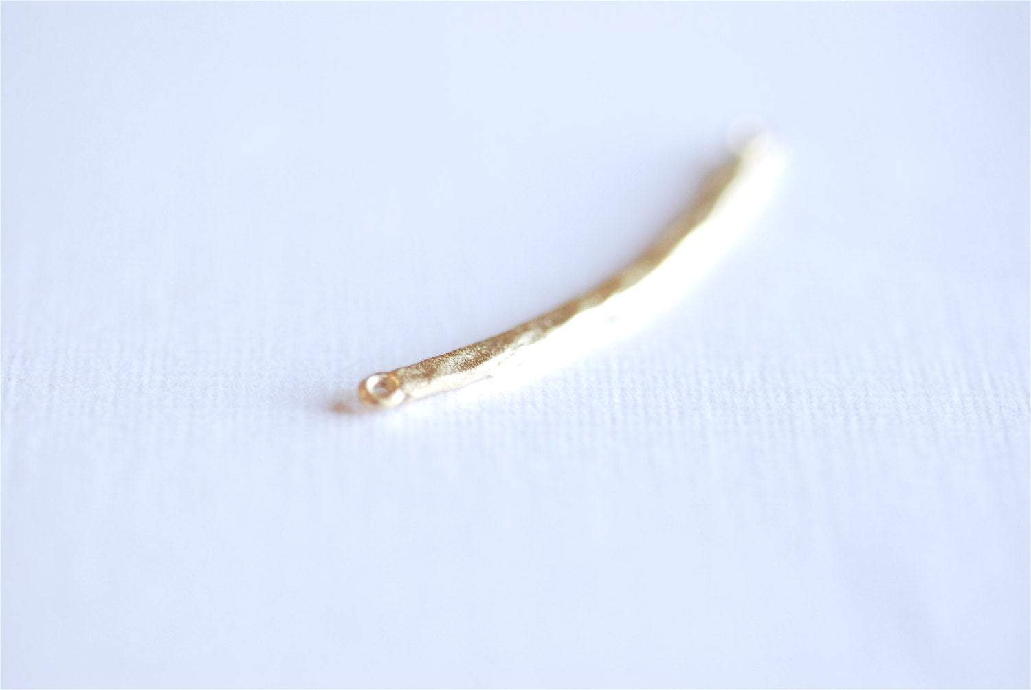 Matte Vermeil Gold Thin Hammered Bar Connector Charm- 18k gold over Sterling Silver Hammered Bar Connector Link, Curved Bar Connector, 293 - HarperCrown