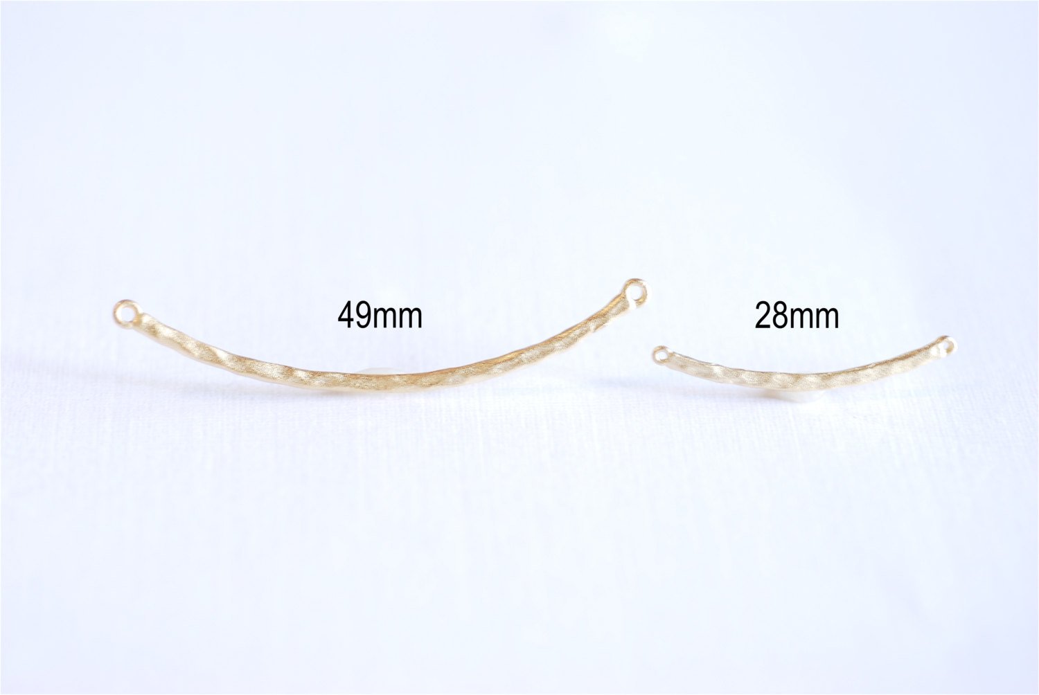 Matte Vermeil Gold Thin Hammered Bar Connector Charm- 18k gold over Sterling Silver Hammered Bar Connector Link, Curved Bar Connector, 293 - HarperCrown