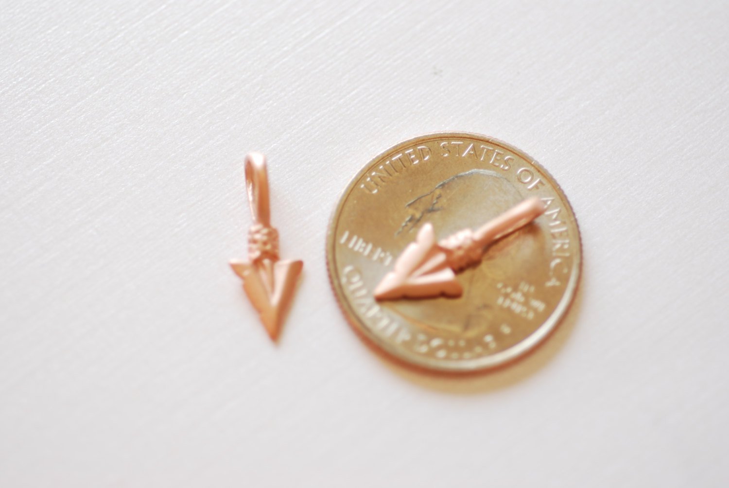Matte Vermeil Rose Gold Arrow charm, 18k gold over 925 sterling silver Arrow charm, Gold arrow, arrow, arrowhead, arrow charm, vermeil arrow - HarperCrown