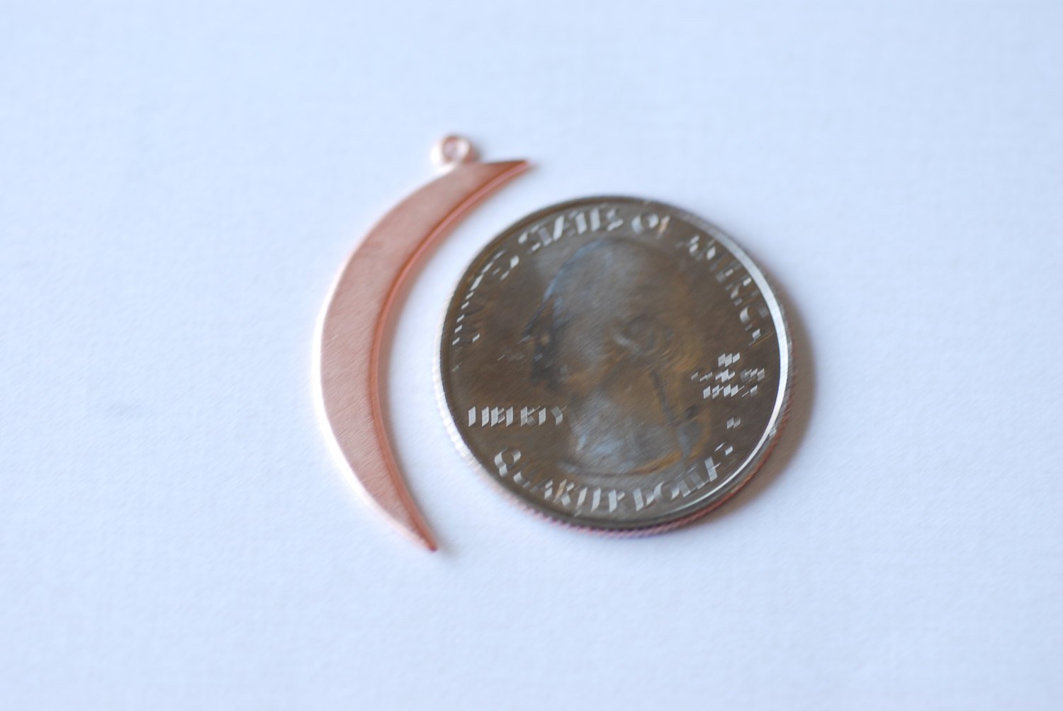 Matte Vermeil Rose Gold Crescent Moon Charm- 18k gold plated over Sterling Silver, Gold Half moon charm pendant, Gold Tusk, Gold Moon Charm - HarperCrown